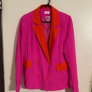 Vintage Vibrant Pink Blazer with Red Accents from Hailey & co.